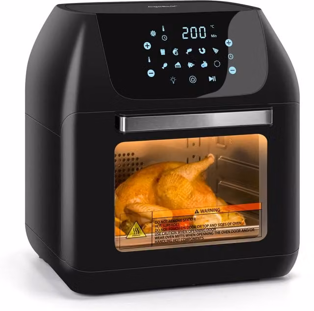 Aigostar 12L Multifunctional Air Fryer Oven with Rotisserie and Digital Display, Black