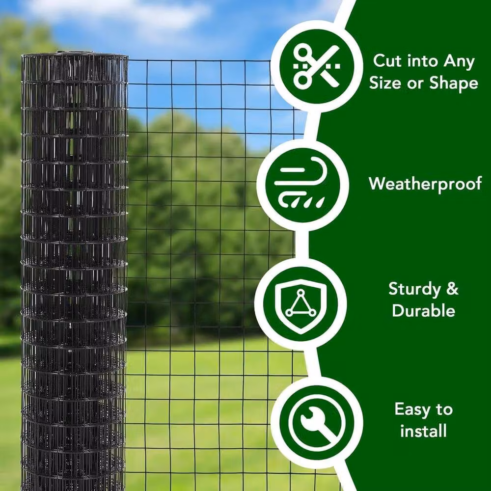 VOGREX Black Galvanised Steel Chicken Wire Mesh Fence – 2