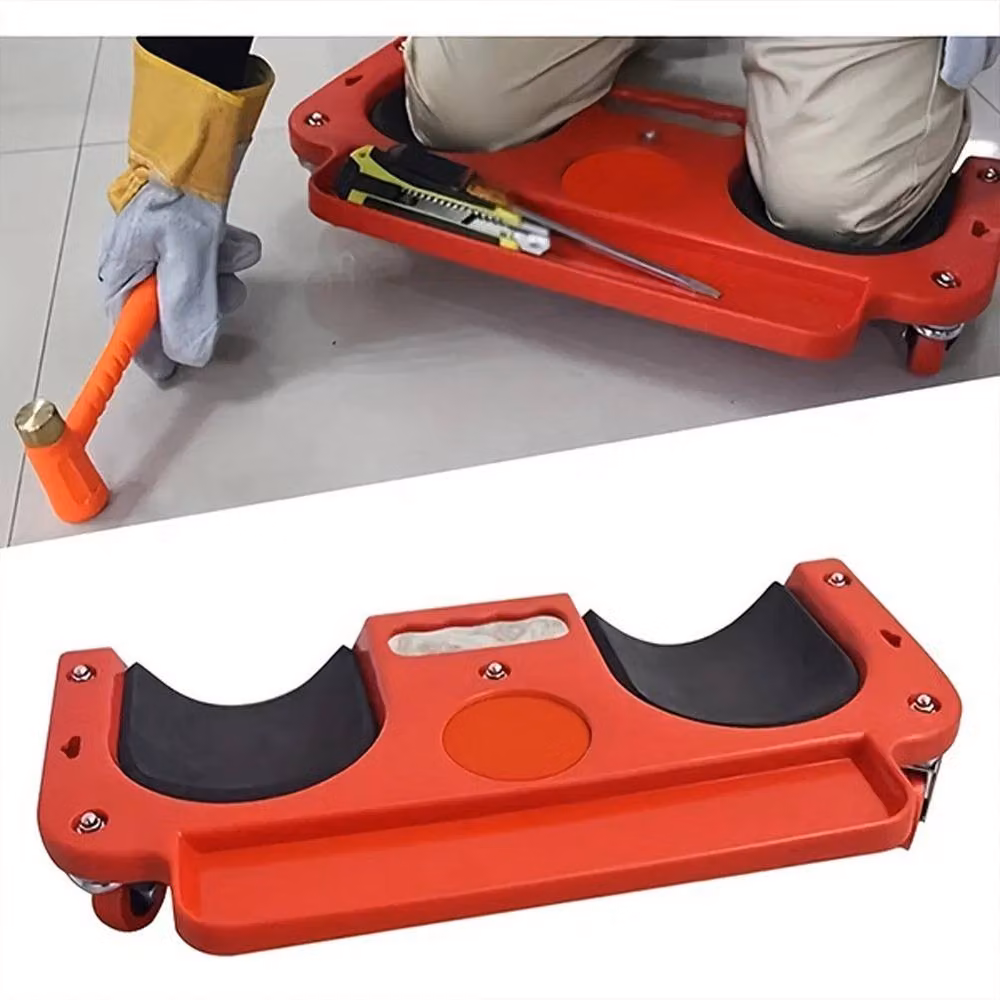 VOGREX Rolling Wheeled Knee Pad in Red and Multicolour for Mechanic, Garage, Tiling and Garden Work – 3