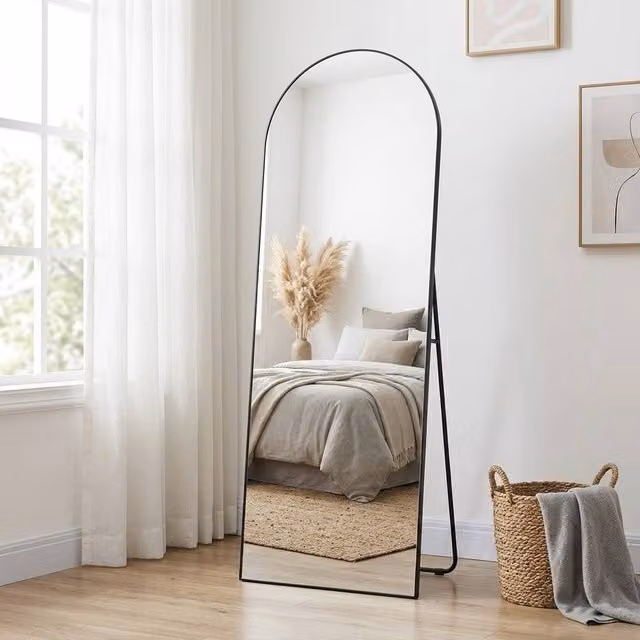STILVORA Full Length Arched Freestanding Mirror in Black – 1