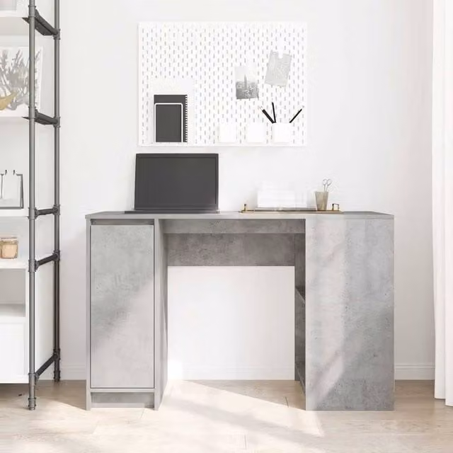 Berkfield Home Durable Writing Desk in Concrete Grey, Engineered Wood, W/D/H: 120 x 42 x 76 cm