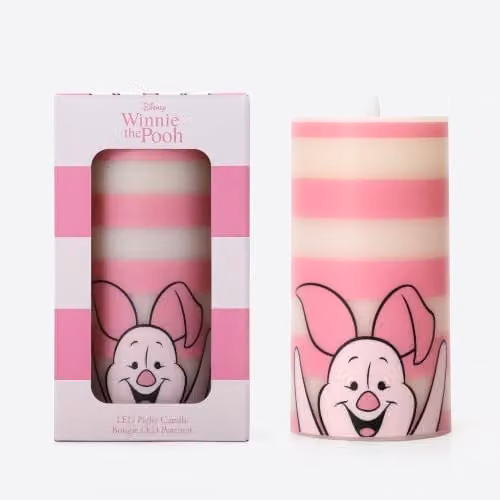 Disney Winnie the Pooh Piglet Inspired LED Pillar Candle with Flicker Effect in Pink and Purple – 1