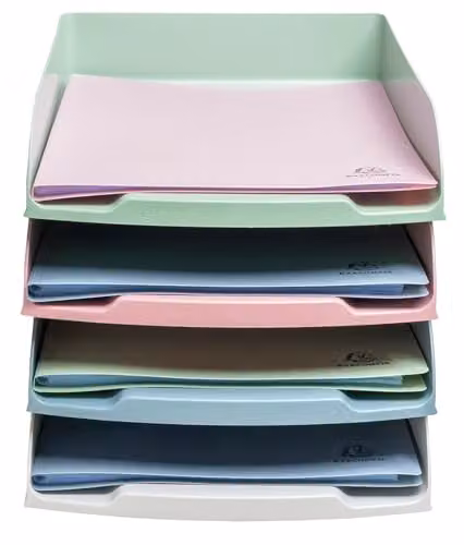Exacompta Autentik Combo Styli Set of 4 A4+ Letter Trays, Multicolour (White, Pink, Blue) W/D/H: 34.5 x 25.5 x 24.5 cm – 2