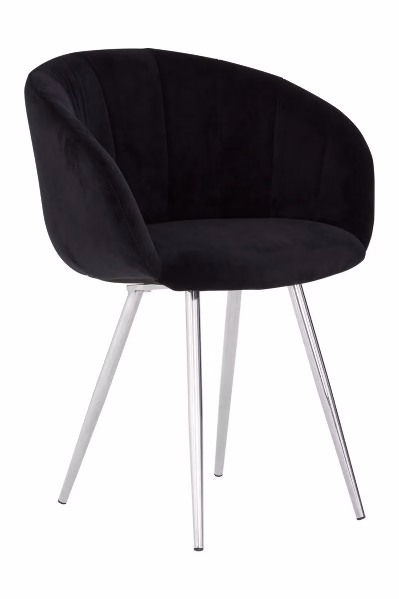Fifty Five South Black and Silver Velvet Swivel Dining Armchair with Armrests – 2