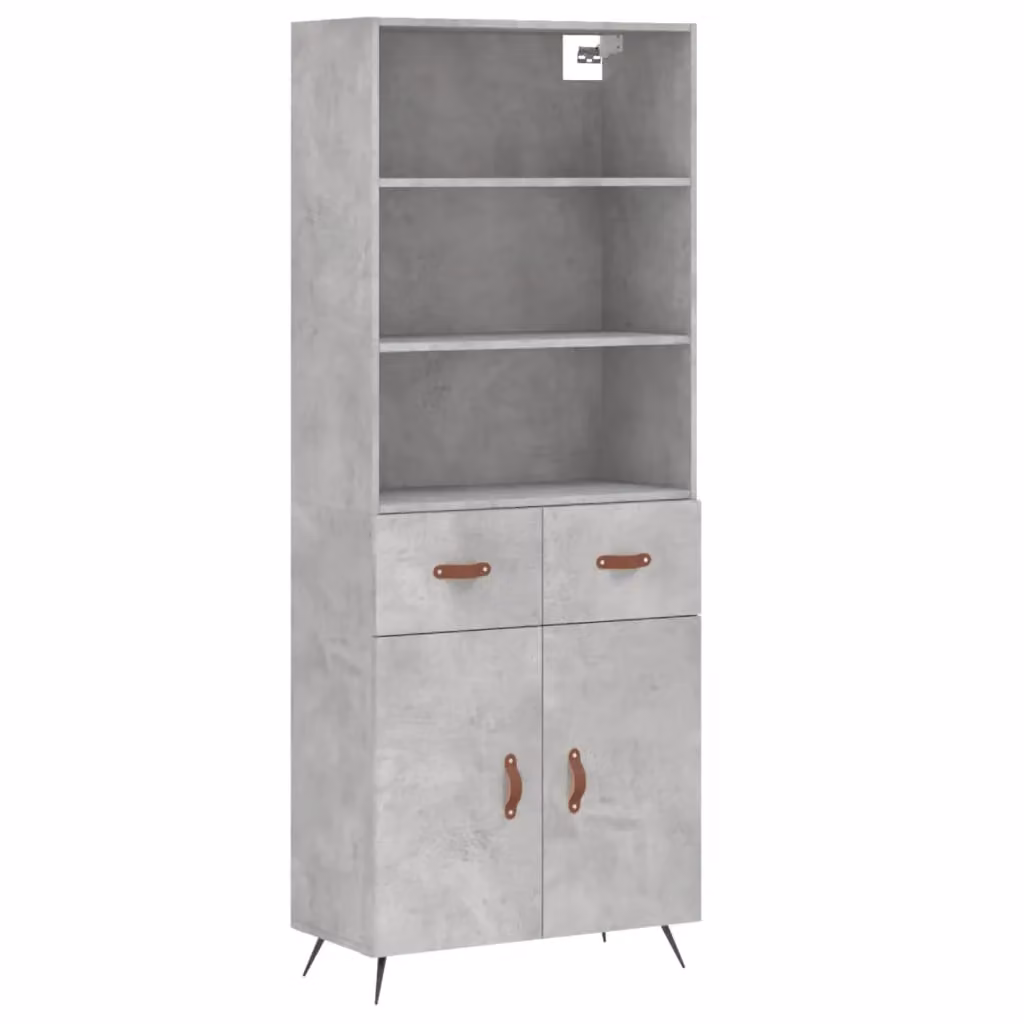 Berkfield Home Highboard in Concrete Grey, W/D/H: 69.5 x 34 x 180 cm – 2
