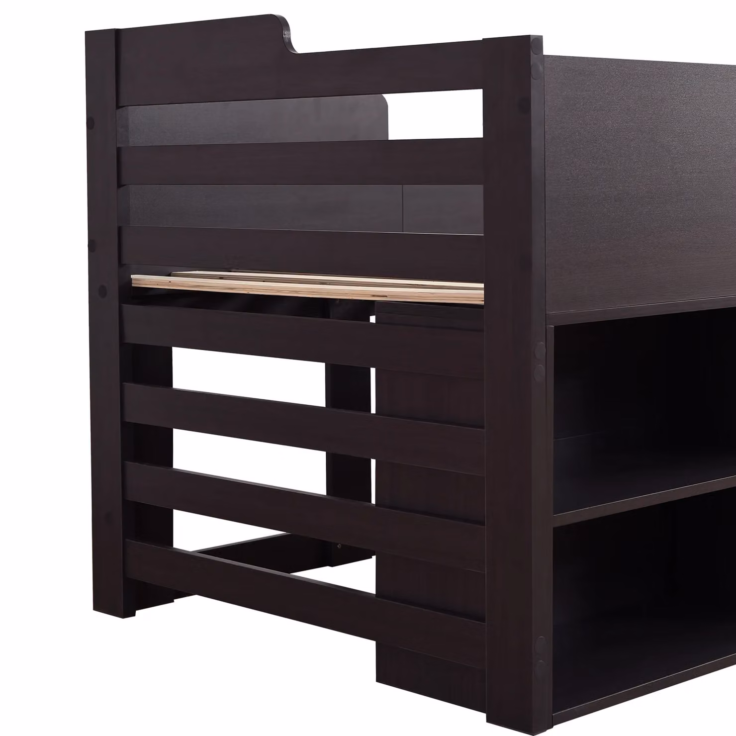 Matteo Mid Sleeper Cabin Bed Frame with Drawers and Shelf Storage in Beige and Grey, Single Size – 4