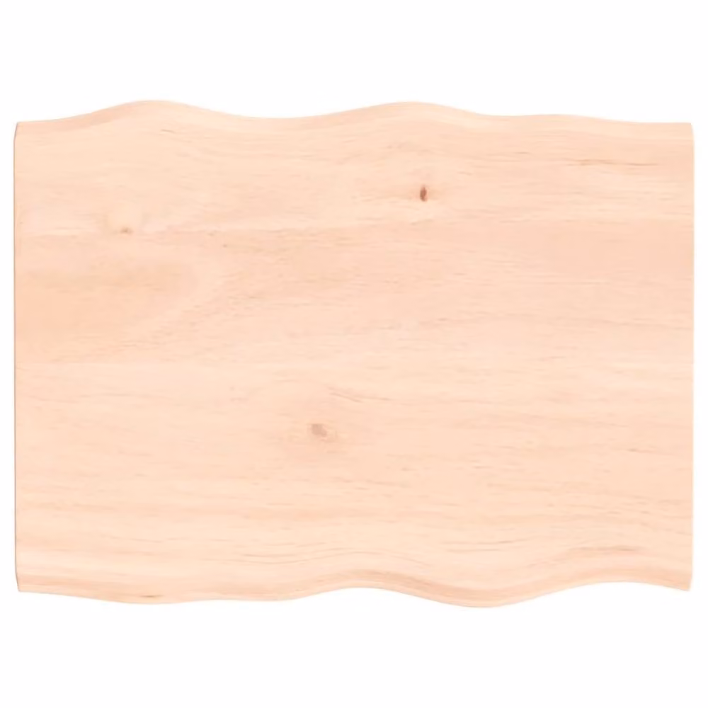 Berkfield Home Untreated Solid Oak Live Edge Table Top in Light Tan, W: 80 cm, D: 60 cm, H: 2 cm