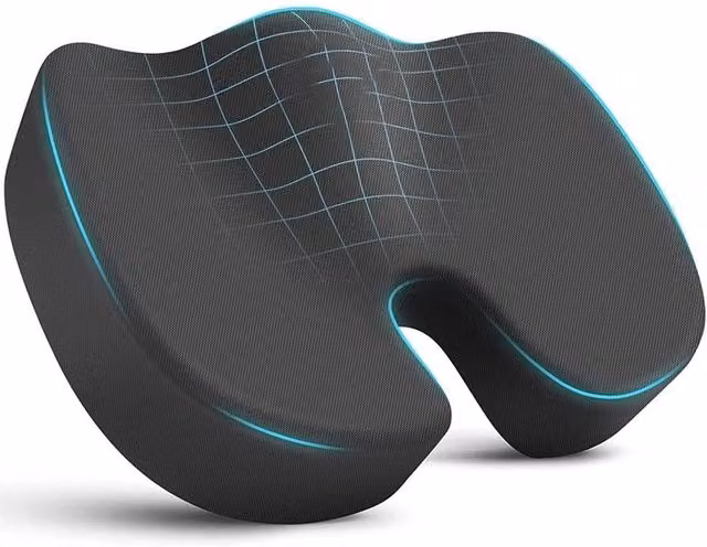 VOGREX Orthopaedic Memory Foam Wedge Seat and Back Cushion for Coccyx Pain Relief in Black – 1