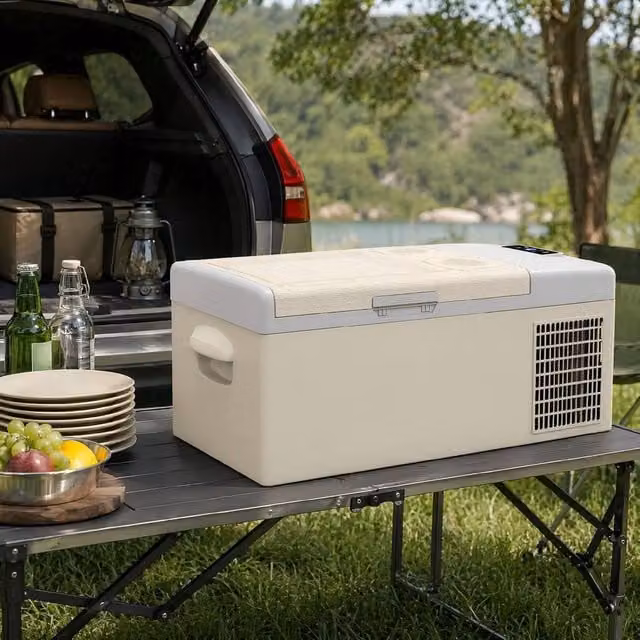 STILVORA 16L Portable Car Fridge in Beige – 1