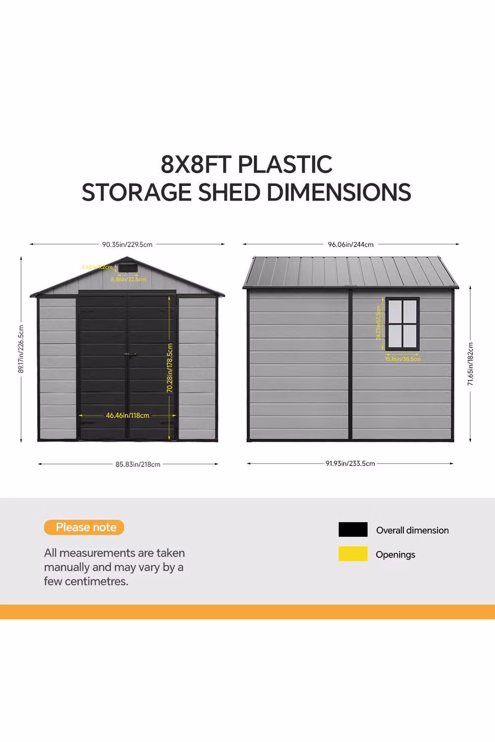 Living and Home Large Garden Storage Shed in Grey, W: 213.36 cm, D: 233.5 cm, H: 226.5 cm – 4