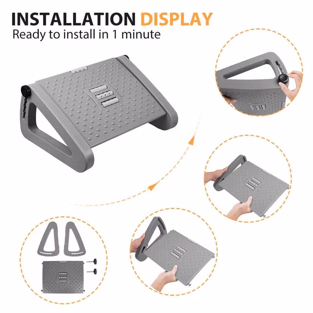 SPETLEK Grey Foot Rest Stool for Office and Computer Desks – 2