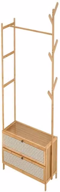 KORVIXA 2 in 1 Wooden Clothes Rail and Garment Rack in Brown, Width: 90 cm – 1