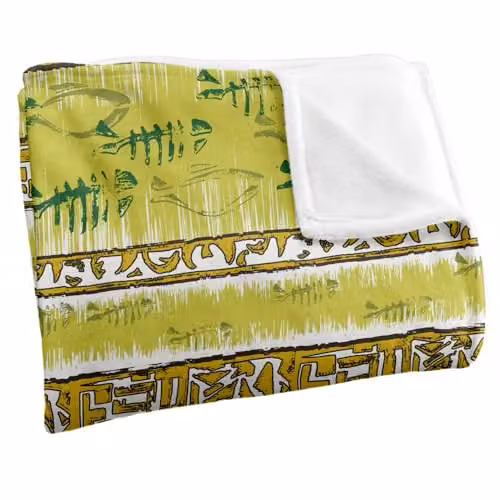 JQ Licensing Tiki Tropical Yellow Pattern Super Soft Fleece Throw Blanket, W: 91 cm, L: 147 cm – 2