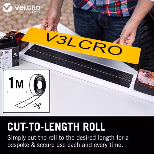 VELCRO Brand Heavy Duty Double Sided Self Adhesive Hook and Loop Tape, Black, Width: 50 mm, Length: 1 m – 6