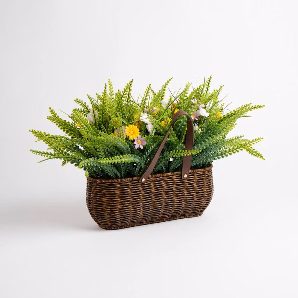 Scottish Everlastings Ltd Mixed Wildflower Hanging Outdoor Basket with Handles in Green, W/D/H: 55 x 35 x 12 cm – 3