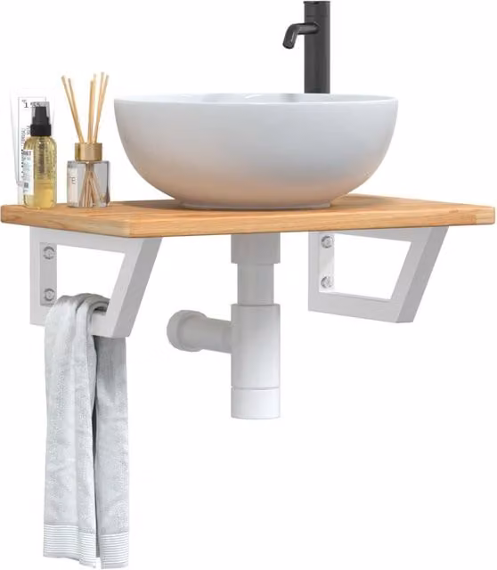 Berkfield Home Wall Mounted Basin Shelf in Brown Oak and Steel