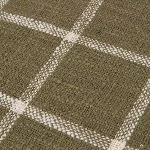 Yard Beni Woven Cotton Checked Throw with Fringes in Green and Beige, W/D/H: 130 x 180 cm – 2