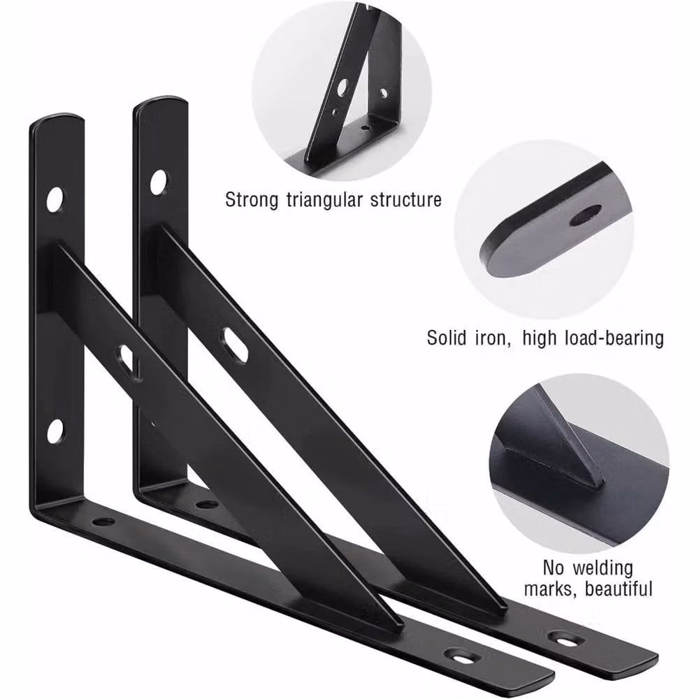 SPETLEK 10 Pack Heavy Duty Cast Iron L Shelf Brackets, Black, W/D/H: 15.24 x 15.24 x 15.24 cm – 3