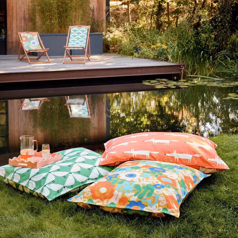 Scion Lintu Bean Bag Cushion, Green, W/D/H: 120 x 90 x 20 cm