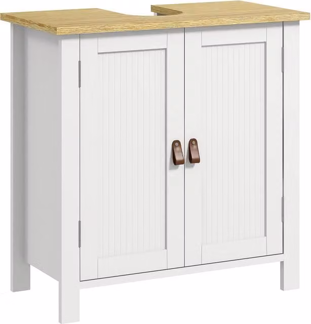 Kleankin White Under Sink Bathroom Cabinet for Basin with Internal Shelves and Hinged Doors, W/D/H: 60 x 30 x 60 cm – 1