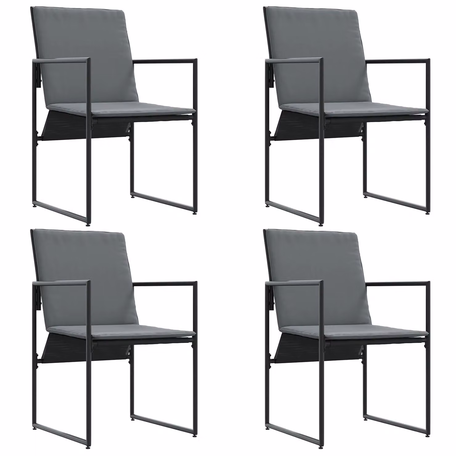 Berkfield Home Set of 4 Modern Black Textilene and Metal Garden Chairs with Cushions – 3