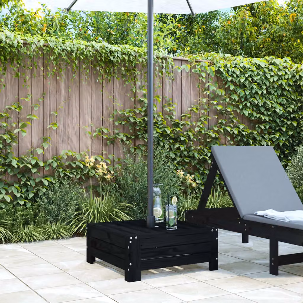 Berkfield Home Black Solid Pine Wood Parasol Base Cover – 3
