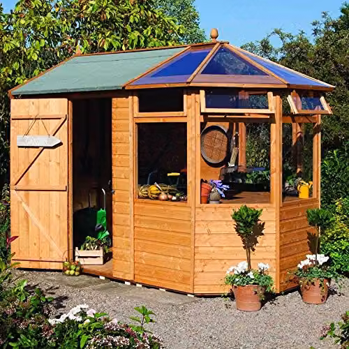 Rowlinsons Brown Wooden Potting Store, W: 204 cm, D: 313.6 cm, H: 234 cm – 1