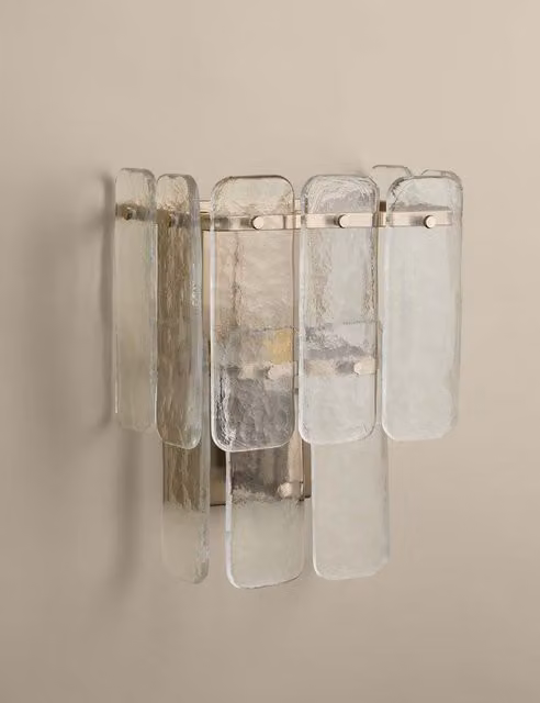 M&S Modern 2 Tier Square Glass and Metal Wall Light in Silver and Transparent