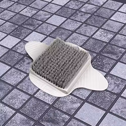 mysmartbuy Grey Silicone Bath or Shower Floor Foot Brush with Hard-Wearing Bristles and Anti-Slip Suction Cup Base, W: 23.5 cm, D: 35 cm, H: 5.5 cm – 3