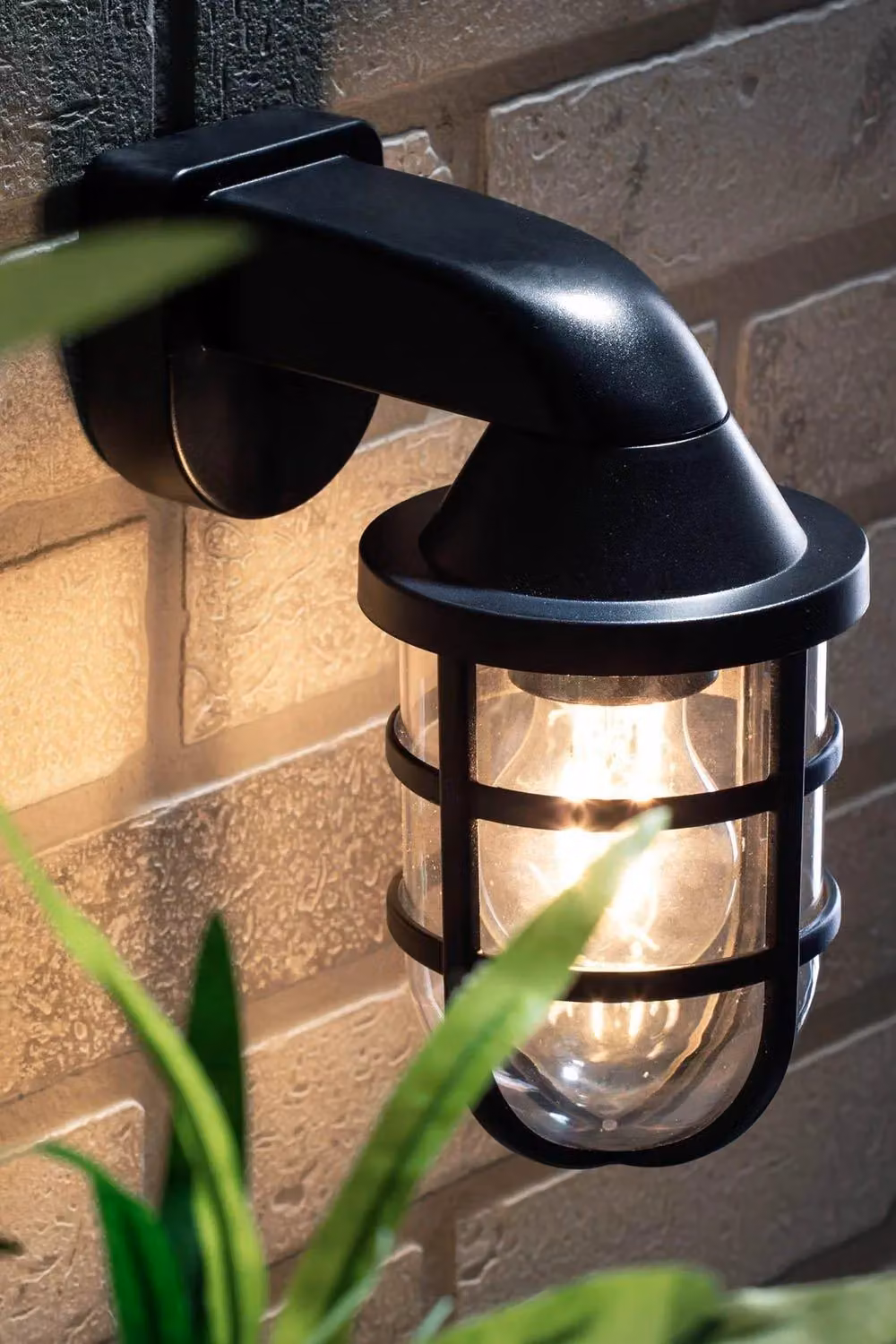 BHS Lighting Camb Black Industrial Metal and Glass Outdoor Wall Lantern – 3