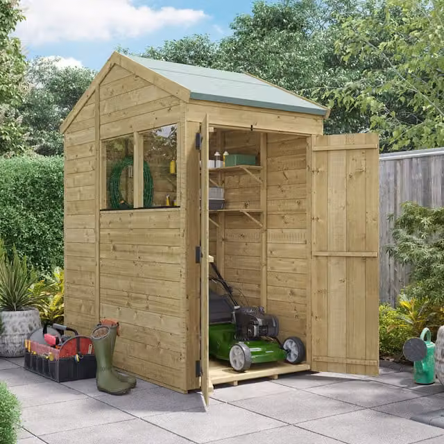 BillyOh Switch Tongue and Groove Apex Wooden Garden Shed with Window in Brown, W/D/H: 121.92 x 182.88 x 182.88 cm