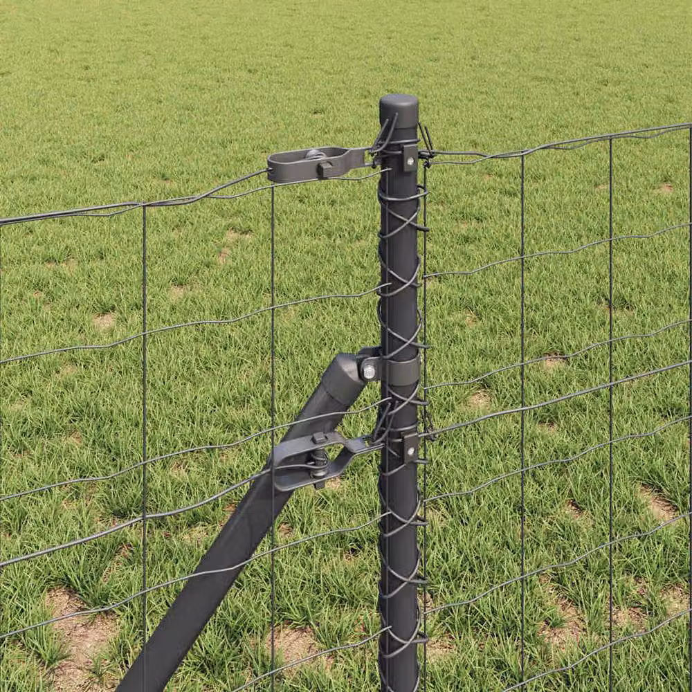 Berkfield Home Euro Fence with 13 Posts, Grey Galvanised Steel, W: 25 m, H: 0.8 m – 3