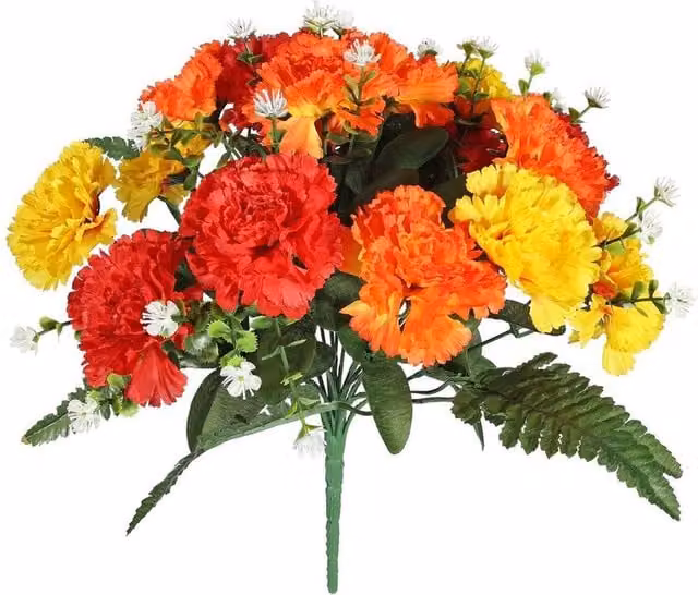 Kingsbury Gifts Mixed Artificial Carnation Floral Bouquet in Orange, Pink and Multicolour