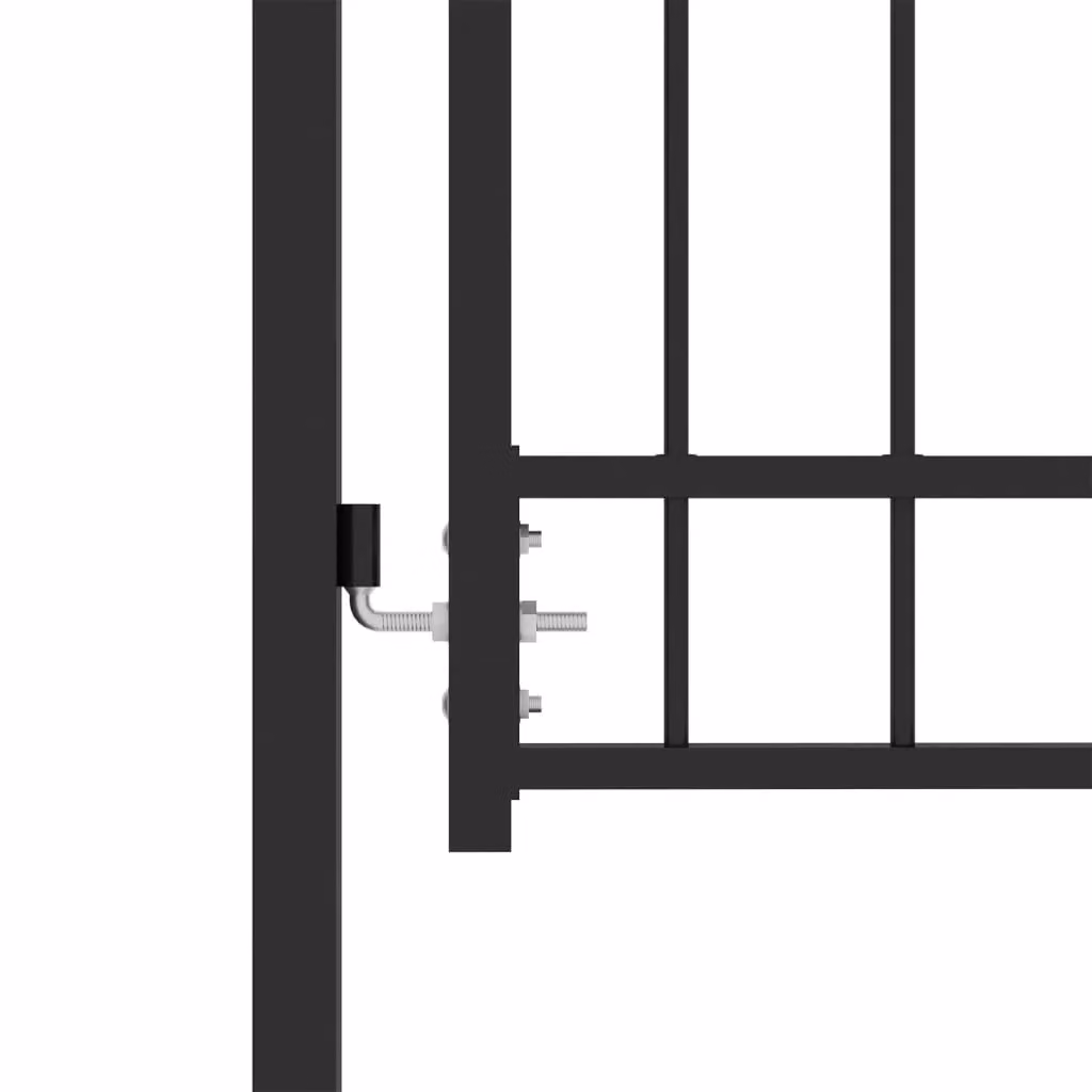 Berkfield Home Black Steel Arched Top Swing Fence Gate W: 100 cm, H: 175 cm – 3