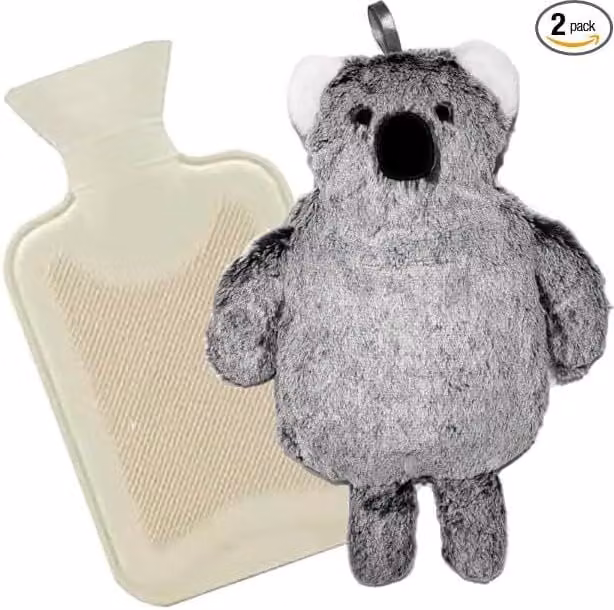 Marco Paul 1L Hot Water Bottle with Grey Koala Soft Plush Cover for Children