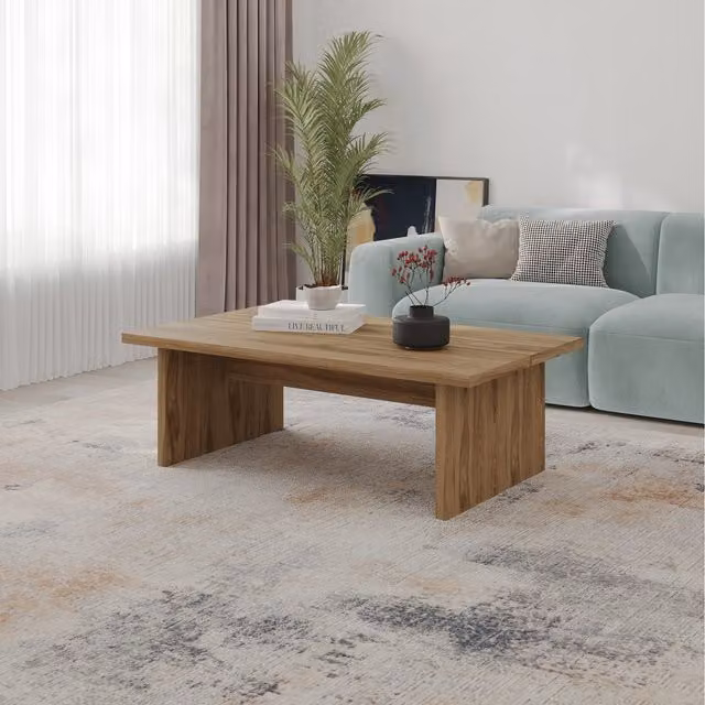 Decortie Loana Scandinavian Rectangular Coffee Table in Brown, W/D/H: 120 x 70 x 40 cm – 1
