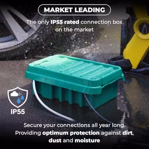 DRiBOX Small IP55 Weatherproof Outdoor Electrical Connection Box, Green, W: 25.5 cm, D: 14.1 cm, H: 10.2 cm – 1