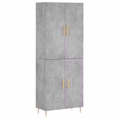 vidaXL Highboard in Concrete Grey with Hinged Doors and Internal Shelves, W/D/H: 69.5 x 34 x 180 cm