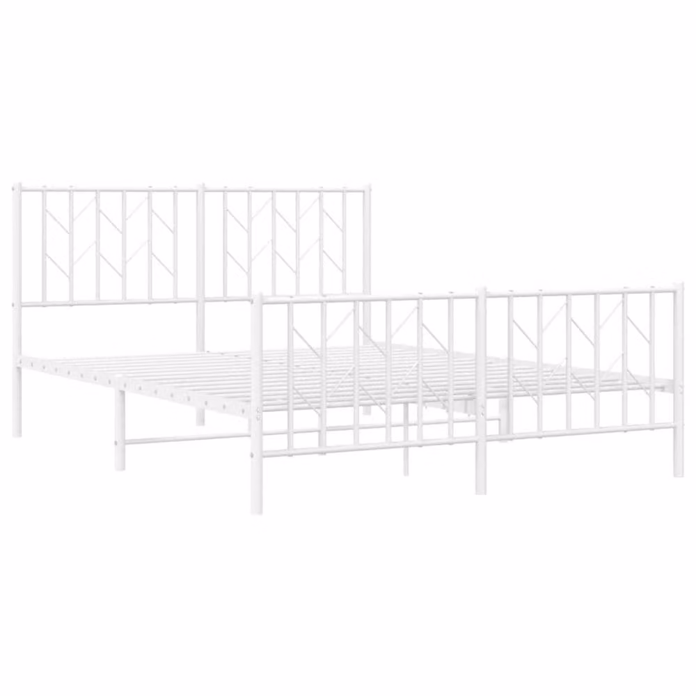 Berkfield Home Classic Metal Bed Frame with Footboard, White, W/D/H: 140 x 190 cm – 2