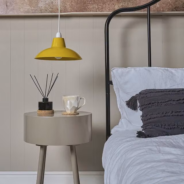 ValueLights Pair of Retro Style Yellow Metal Dome Easy Fit Ceiling Pendant Light Shades