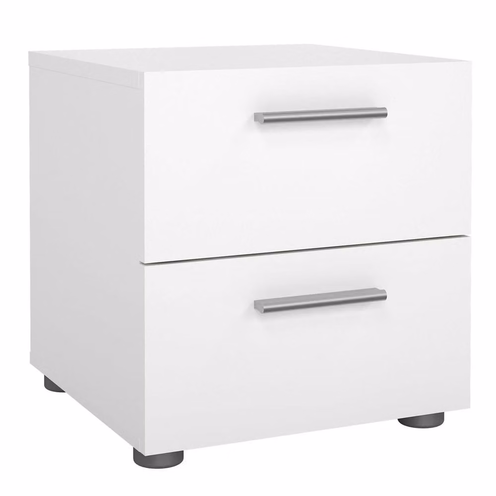 Wyld Haus Daejeon White Bedside Table with 2 Drawers, W/D/H: 40.2 x 40.0 x 42.3 cm – 2