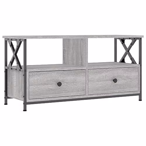 vidaXL TV Cabinet in Grey Sonoma, W/D/H: 90 x 33 x 45 cm, Made of Engineered Wood and Metal – 1