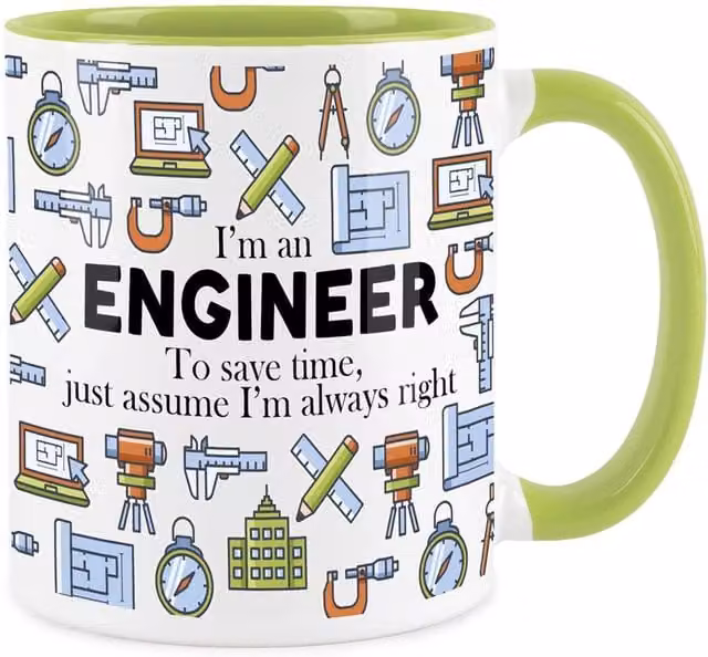 Purely Home Novelty Engineer Ceramic Mug in Light Green