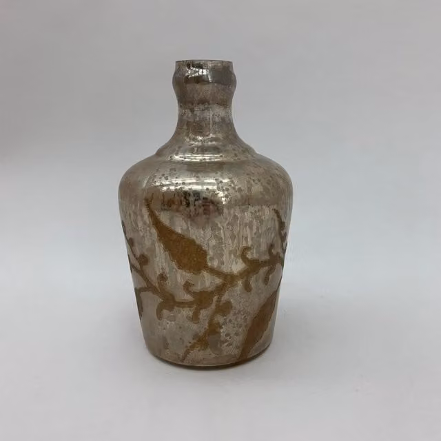 Minster Antique Silver Glass Decorative Vase in Grey, W: 13 cm, D: 13 cm, H: 23 cm