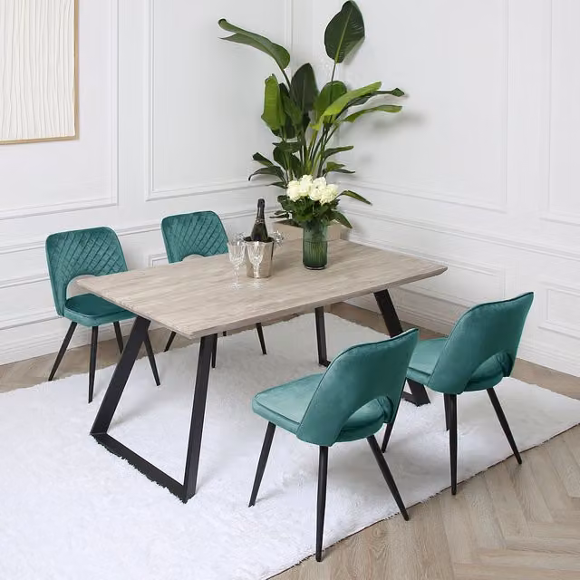 Home Garden Direct Dorchester Dining Set with Rectangular Table and 4 Chairs in Matt Green