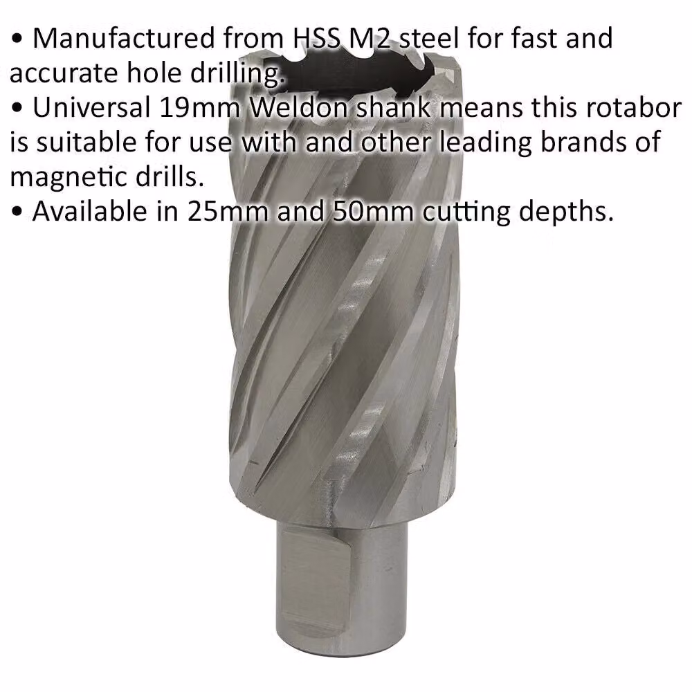Loops M2 Steel Annular Metal Core Drill Rotabor Cutter with 19mm Shank, Silver and Multicolour, Depth: 50 mm, Diameter: 33 mm – 2