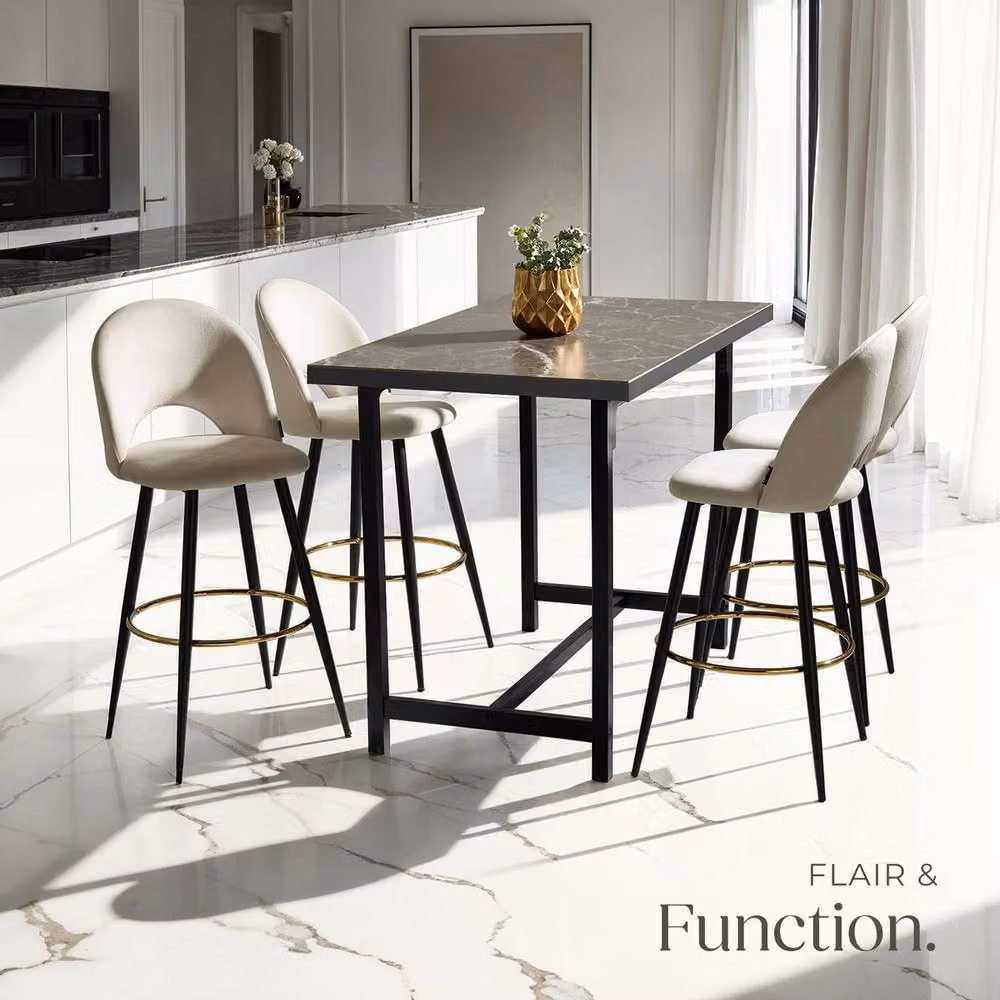 tectake Rachel Bar Stool Set of 2 in Cream and Black – 4