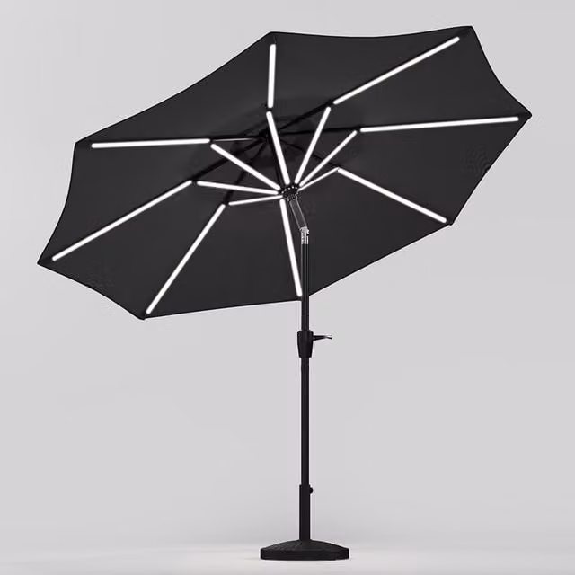 Lifeideas Solar LED Tubes Parasol with Base Style A in Dark Grey