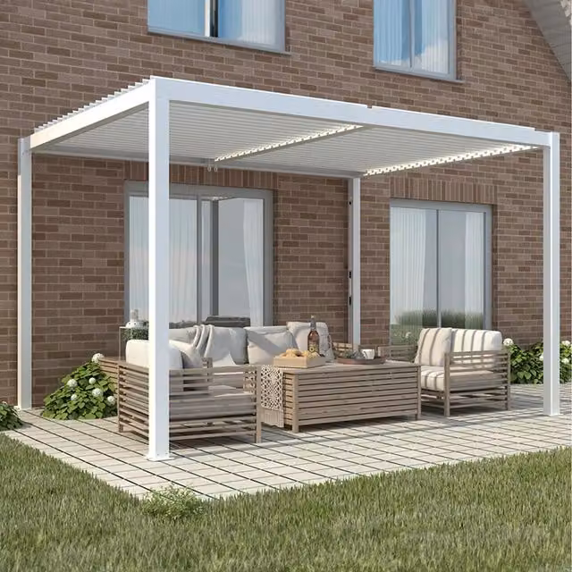 Primrose Living Deluxe White Aluminium Veranda with Louvered Shutter Roof