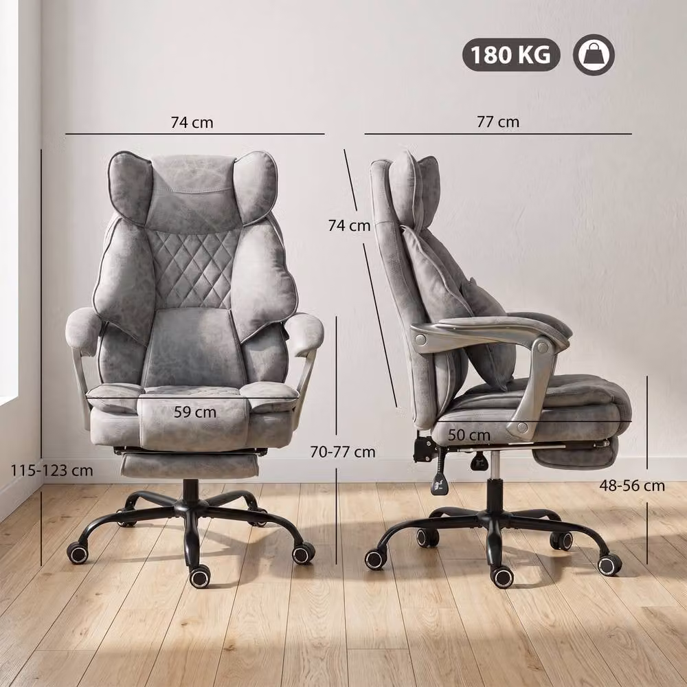 STILVORA Grey Executive Office Chair with Headrest and Footrest – 2